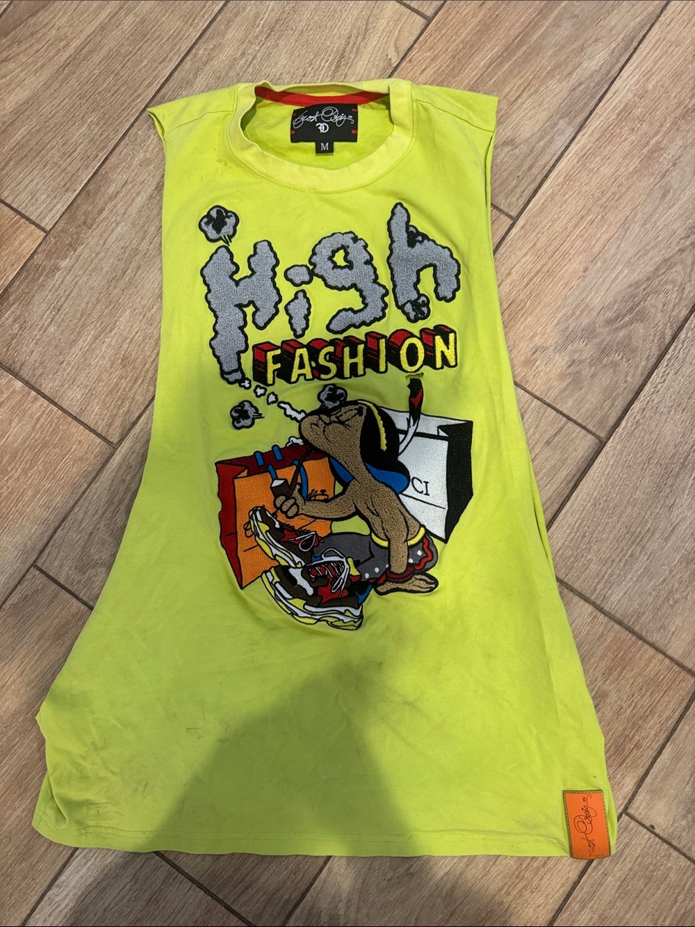 High Fashion Neon Yellow Graphic Tank - Unbranded